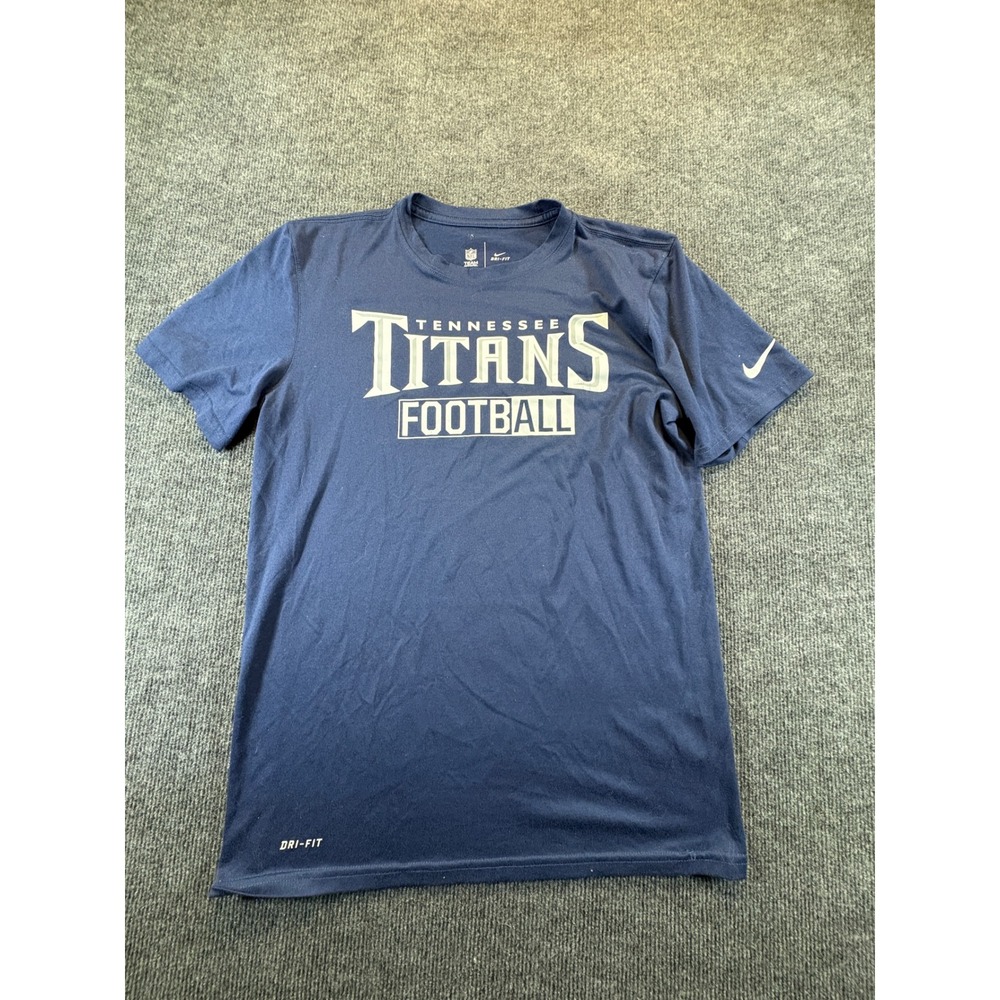 Nike Tennessee Titans NFL Dri-FIT Football Graphic T-Shirt Navy Blue Mens Small